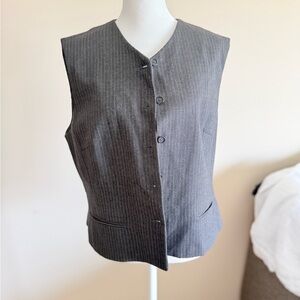 Vintage Rena Rowan for Saville gray wool pinstripe women’s vest made is USA sz12